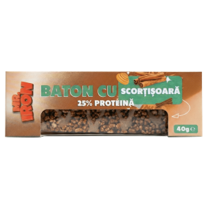 Baton cu 25% Proteină, Fără Zahăr Adăugat, Făra Gluten, Bogate în fibre, Vegan, Low-carb 40g – Scorțișoară